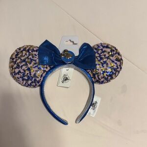 Disney Parks WDW Annual Passholder Sequin Ears Headband - Blue and Gold